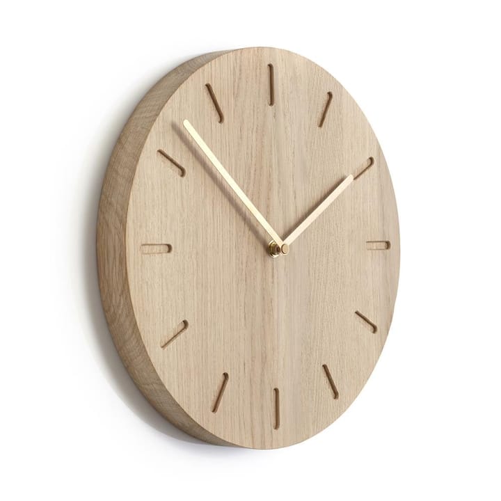 Watch:Out wall clock oak, oak-brass Applicata