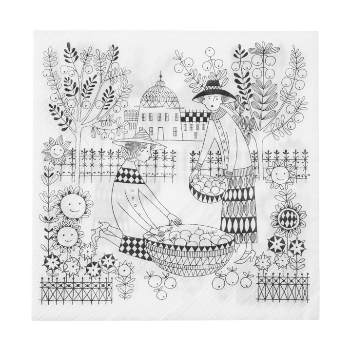 Emilia paper napkins 33x33 cm 20-pack - Black-white - Arabia