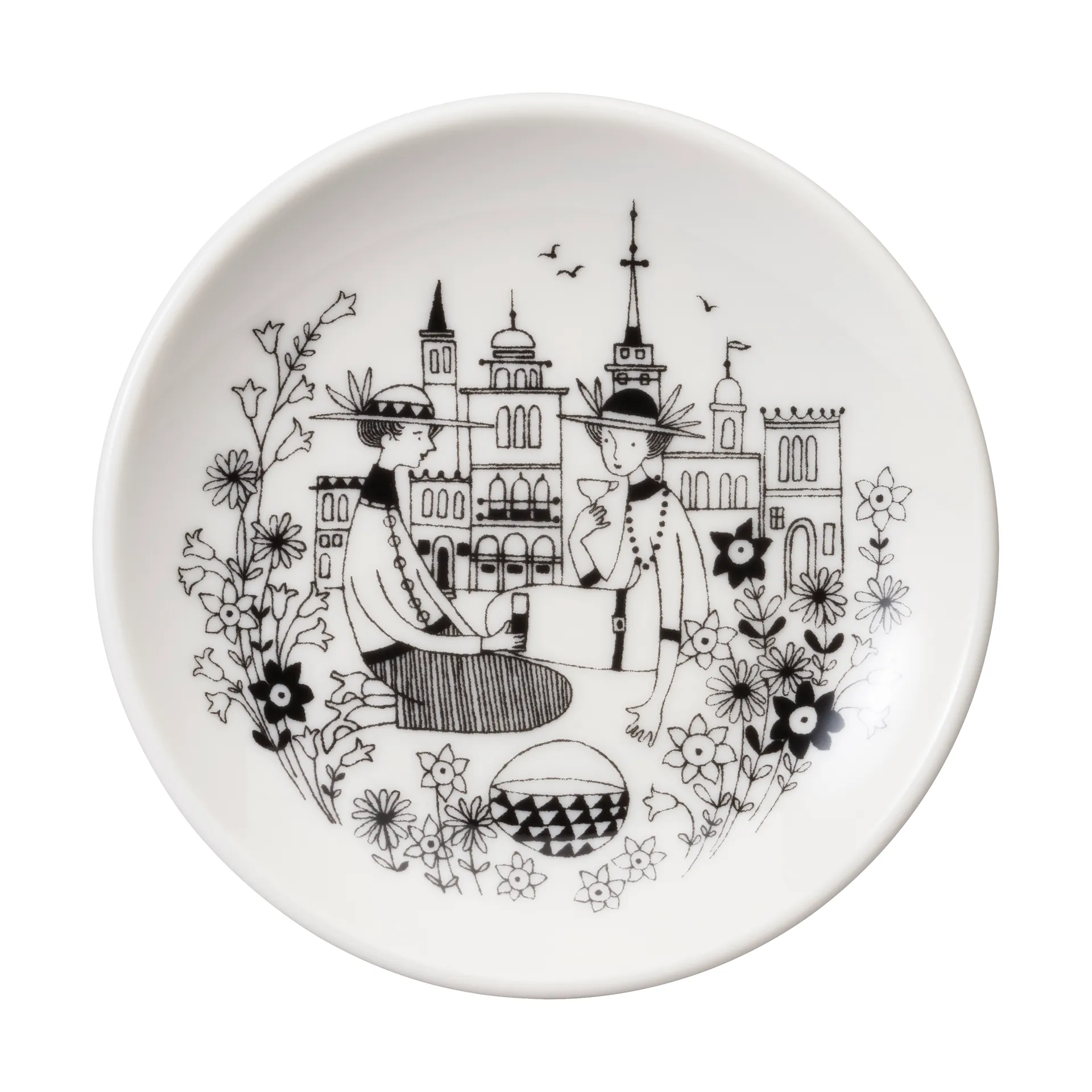 Emilia saucer Ø10.5 cm, Black-white Arabia