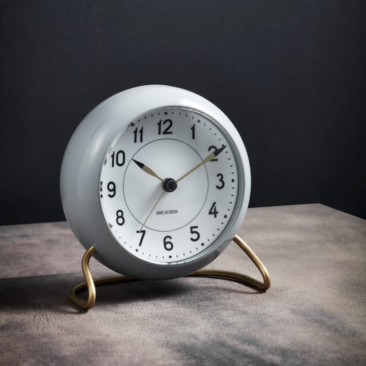 AJ Station clock 12 cm, grey-white Arne Jacobsen Clocks