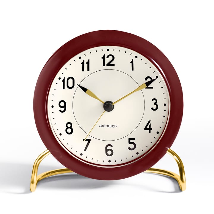 AJ Station table clock burgundy, burgundy Arne Jacobsen Clocks