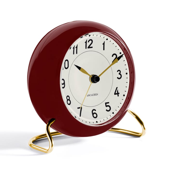 AJ Station table clock burgundy, burgundy Arne Jacobsen Clocks
