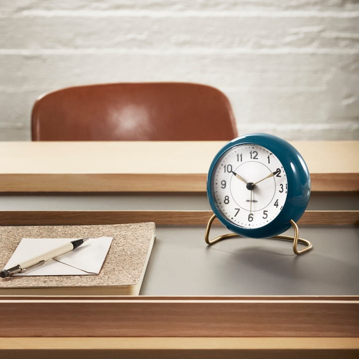 AJ Station table clock petrol blue, petrol blue Arne Jacobsen Clocks