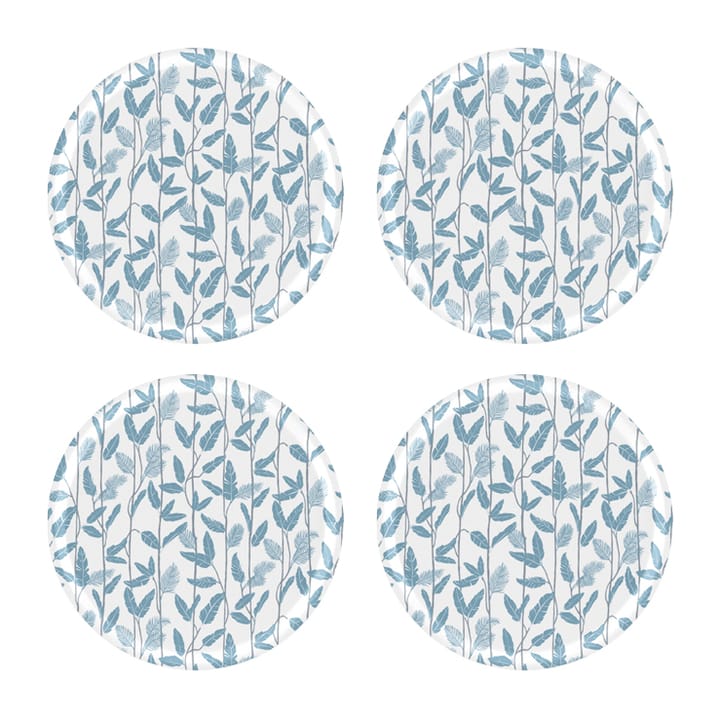 Mougli Blue coaster Ø11 cm 4-pack - Blue-white - Åry Home