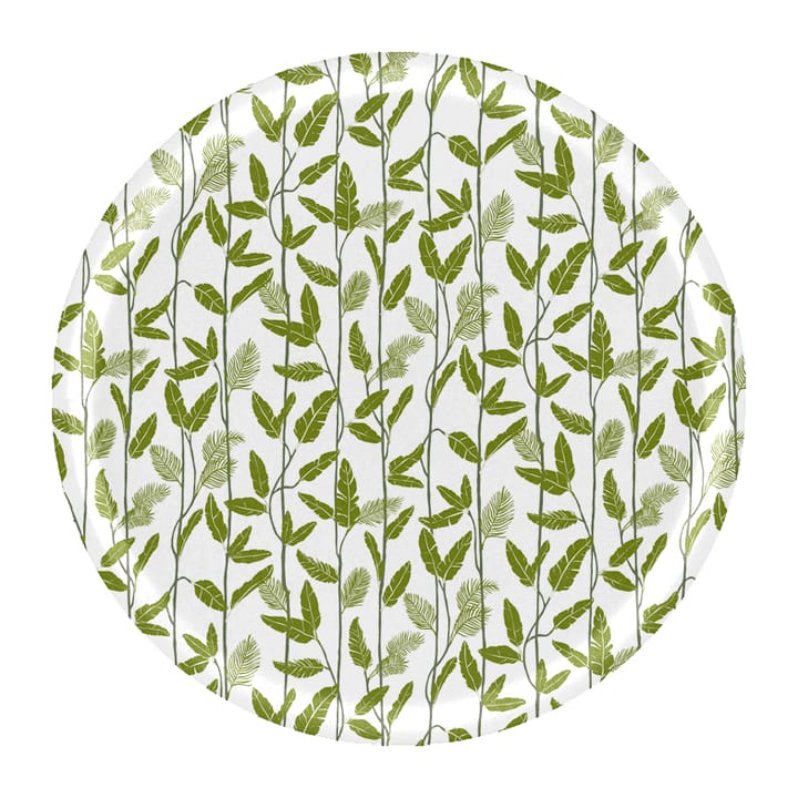 Mougli Green tray Ø38 cm - Green-white - Åry Home