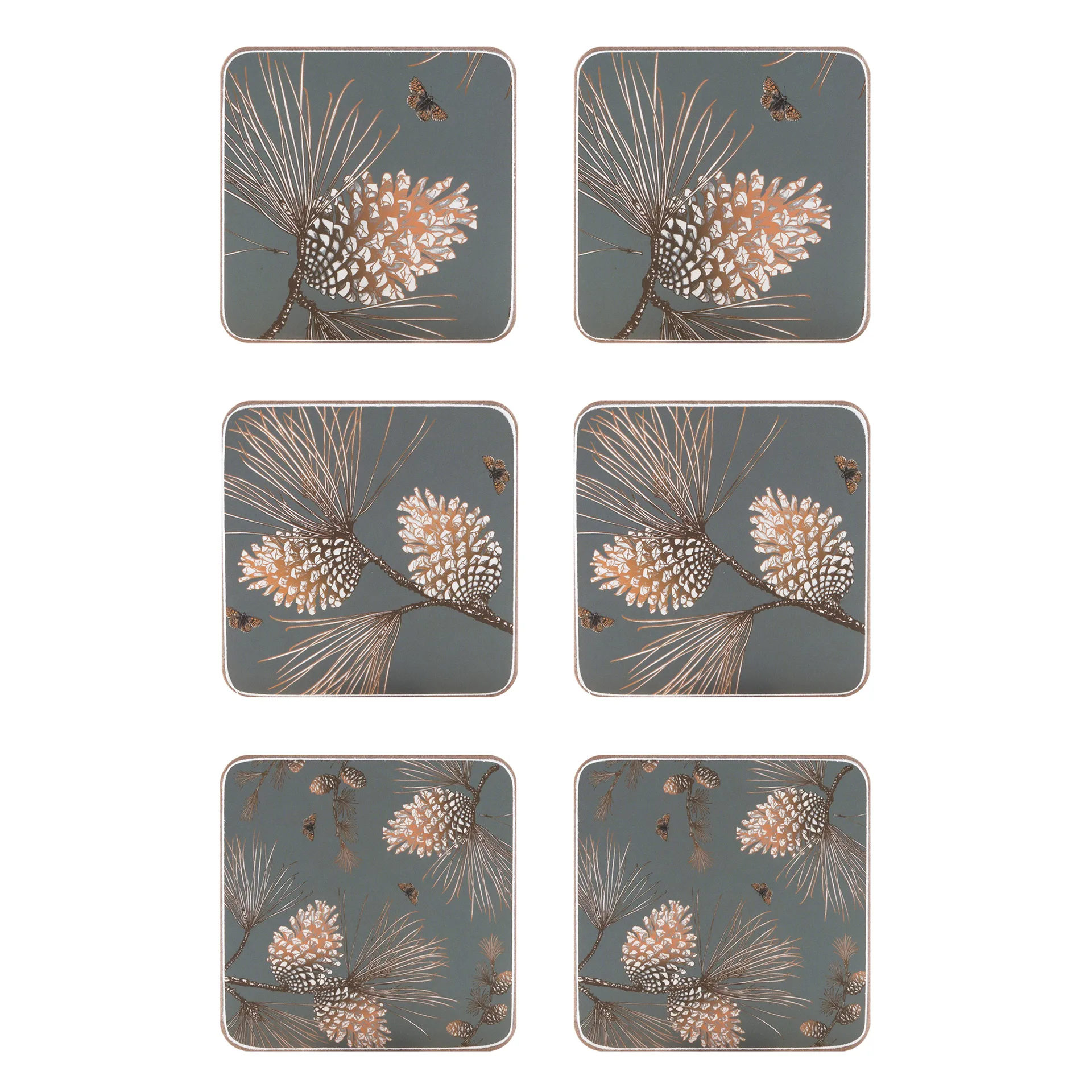 Pine Cone coaster 6-pack, moss grey Åry Home