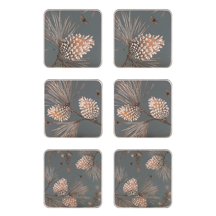 Pine Cone coaster 6-pack - moss grey - Åry Home