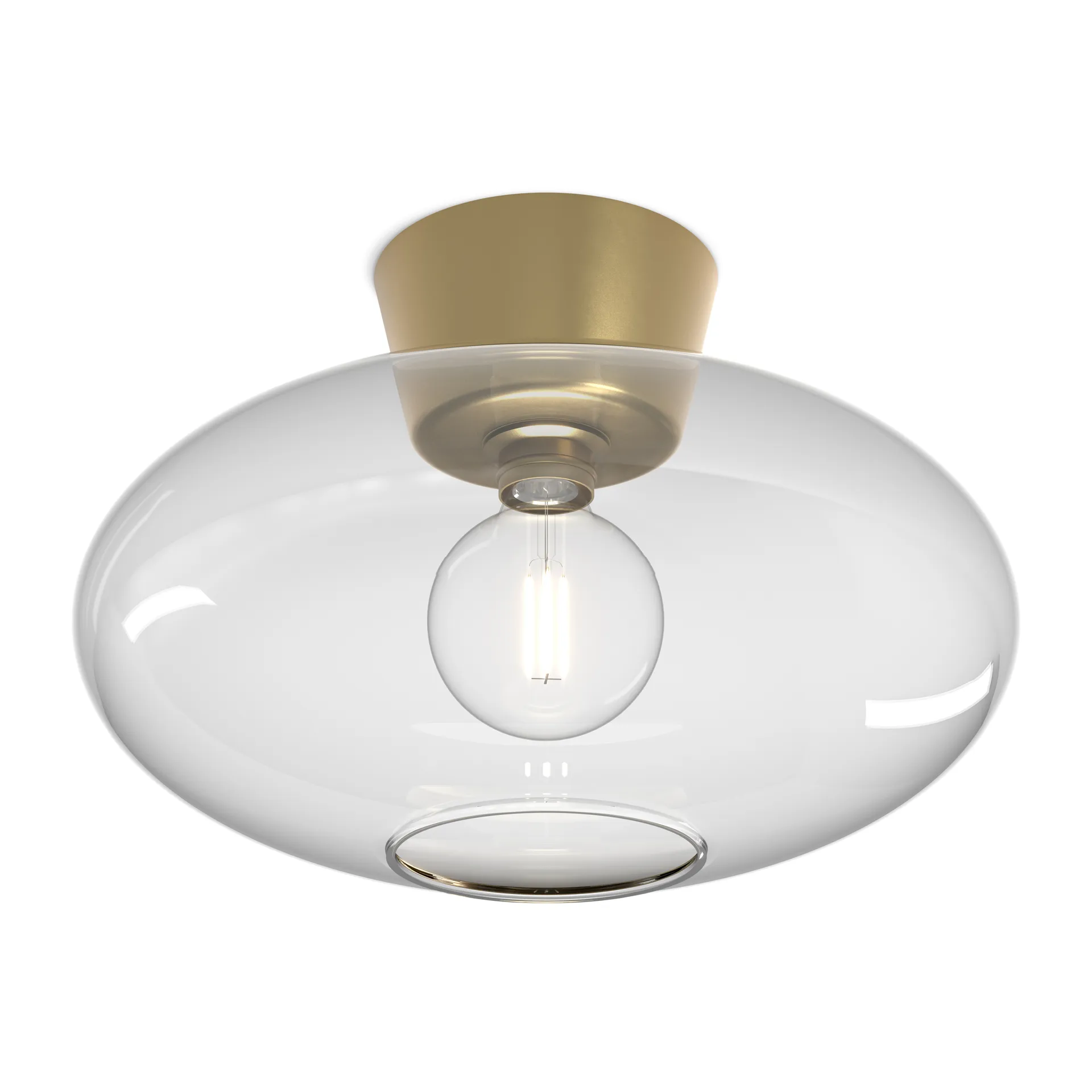 Bullo ceiling lamp XL clear glass Ø38 cm, Brass Belid