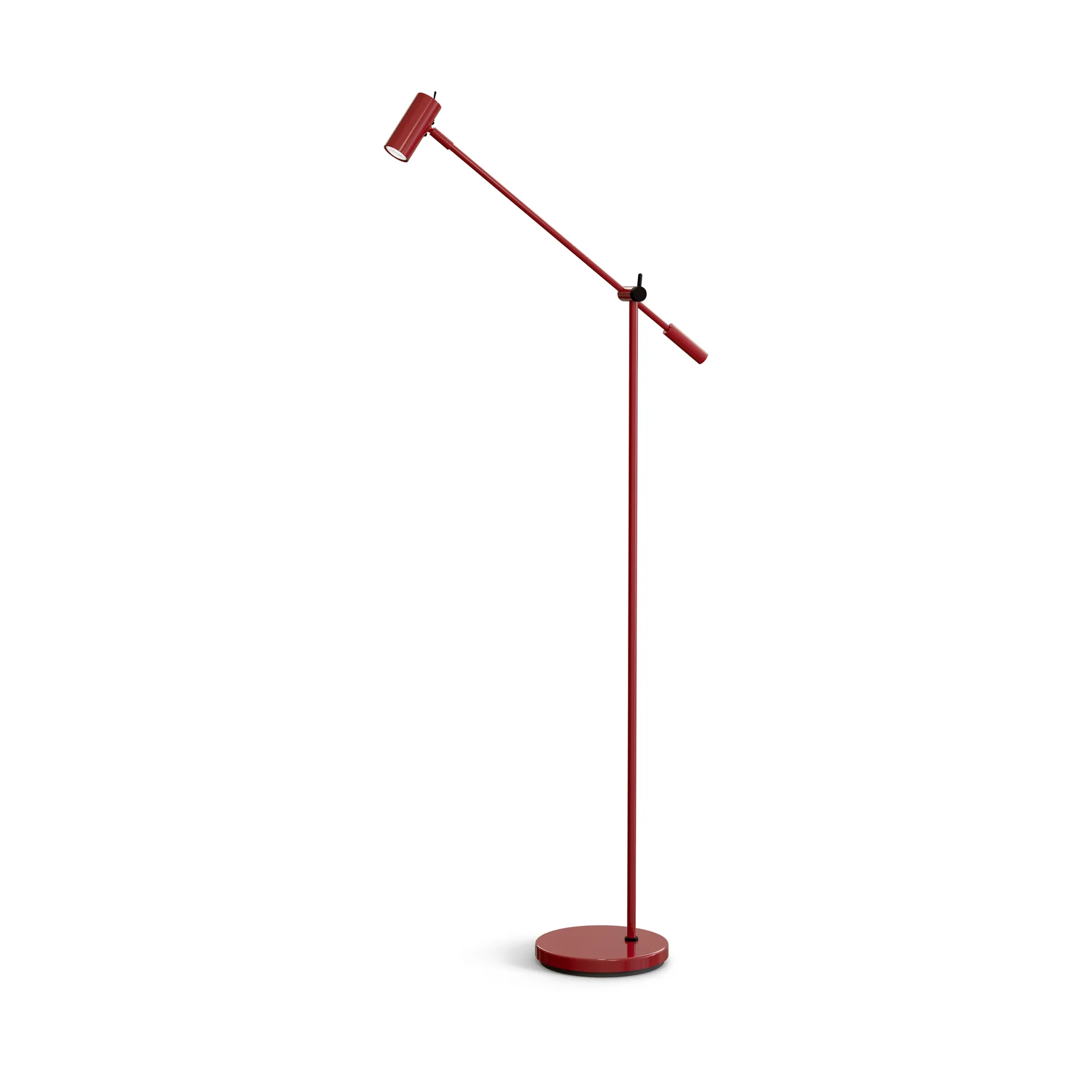 Cato floor lamp 134 cm, Glossy ruby red-matte black Belid
