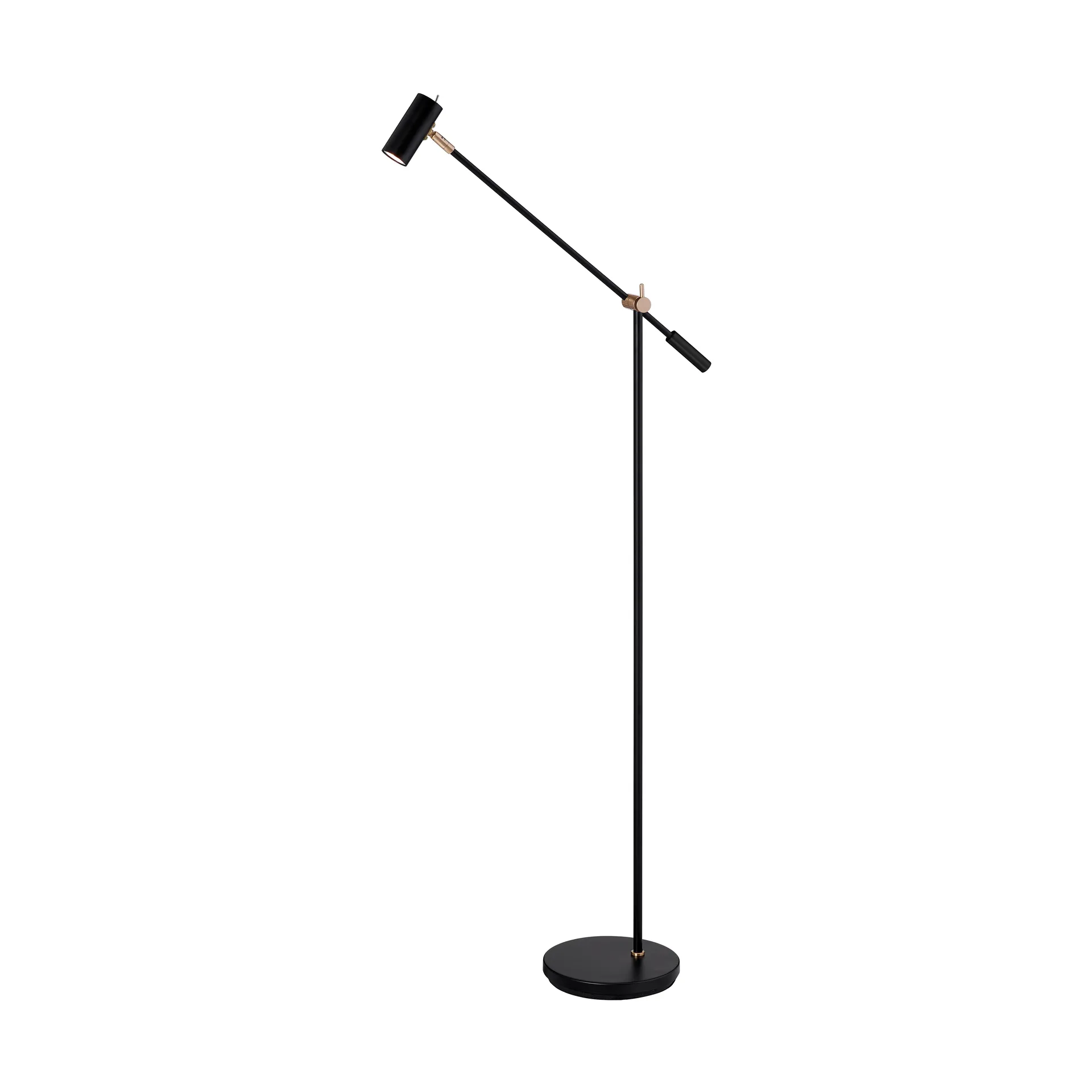 Cato floor lamp 134 cm, Matte black-brass Belid