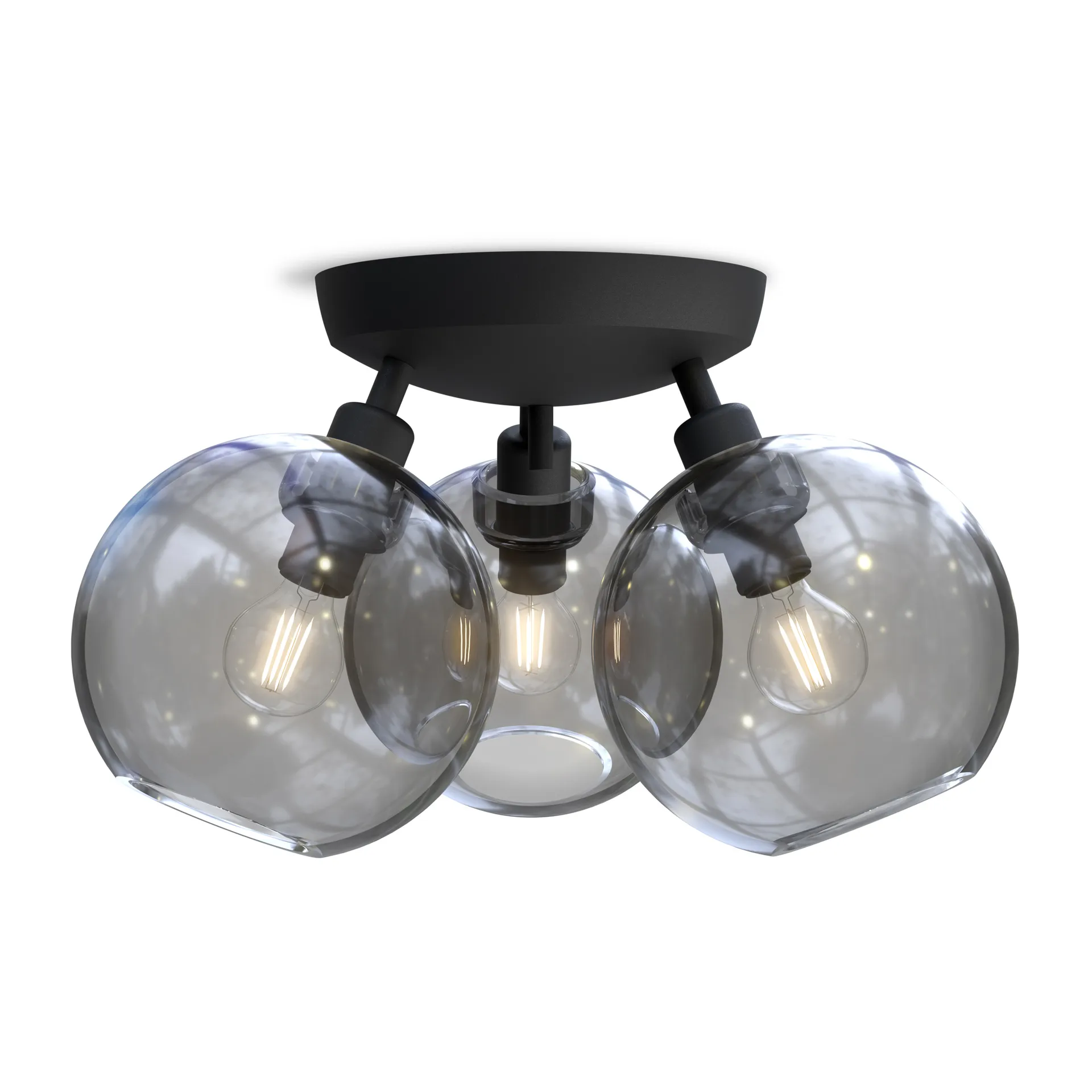 Gloria ceiling lamp Ø33 cm, Black-smoke coloured glass Belid