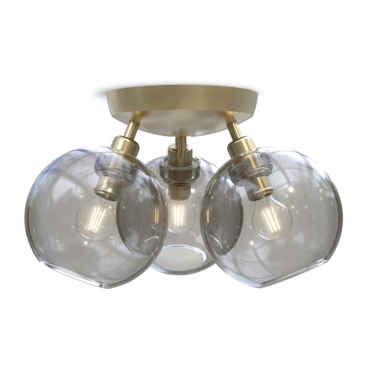 Gloria ceiling lamp Ø33 cm, brass-smoke coloured glass Belid