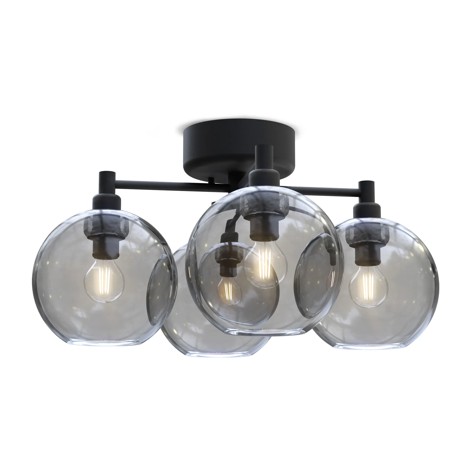 Gloria ceiling lamp, Black-smoke coloured glass Belid