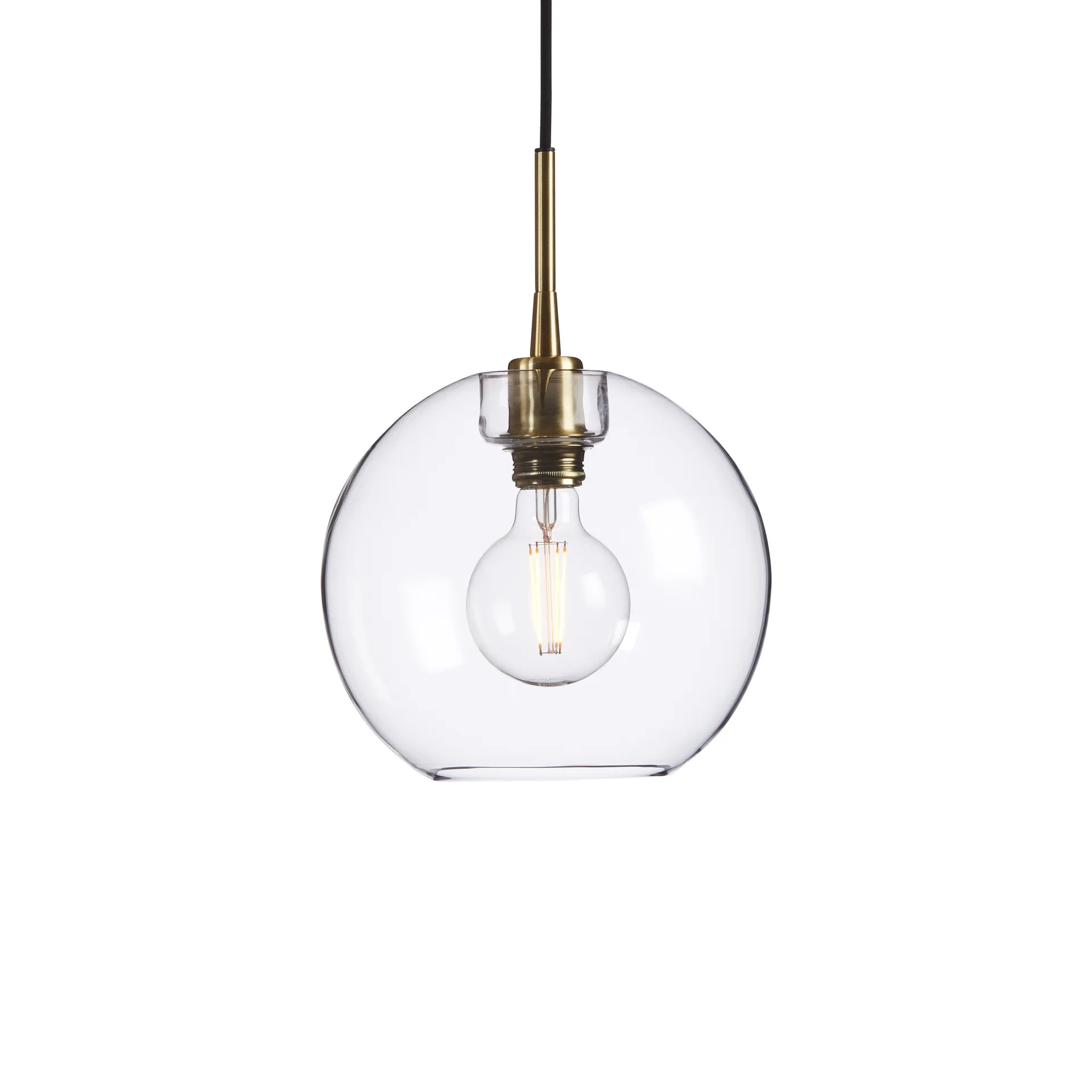 Gloria pendant lamp Ø26 cm, brass-clear glass Belid