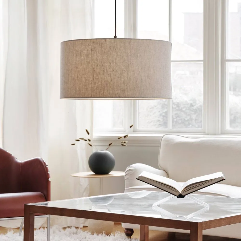 Soft pendant lamp Ø40 cm, Linen natural-metallic bronze, Ø60 cm Belid