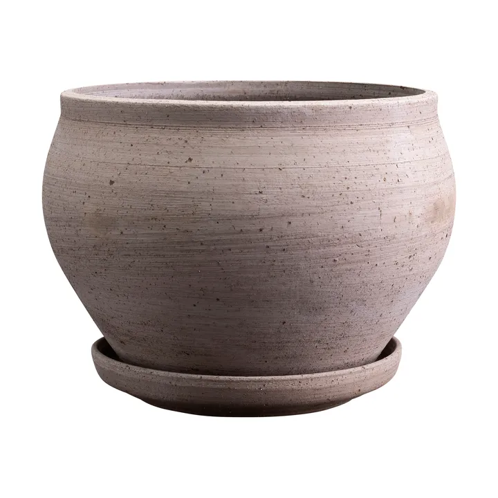 Delphi pot with saucer, 2 pieces - Grey, Ø24 cm, low - Bergs Potter