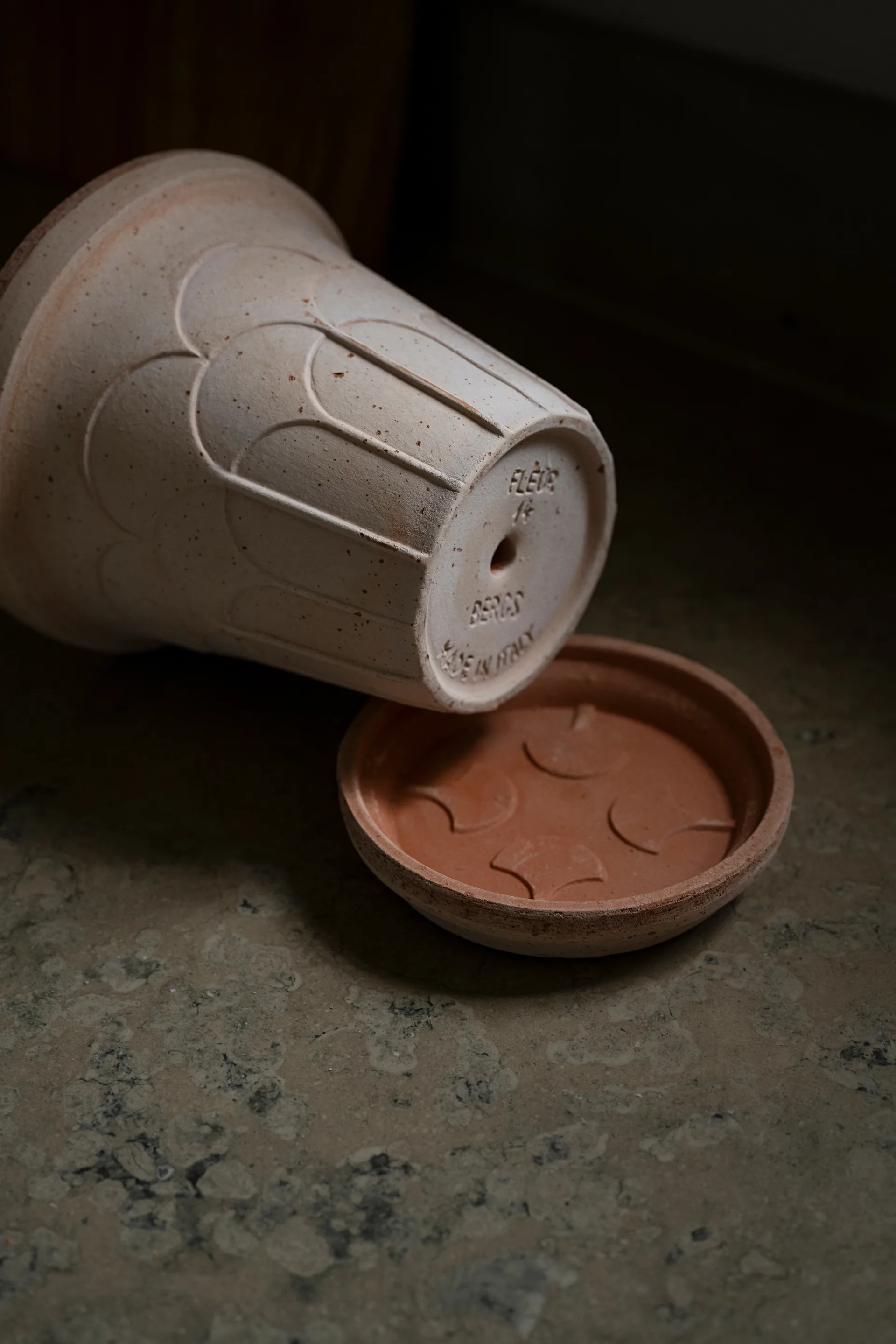 Fleur pot with saucer, 2 pieces, Pink, Ø14 m Bergs Potter