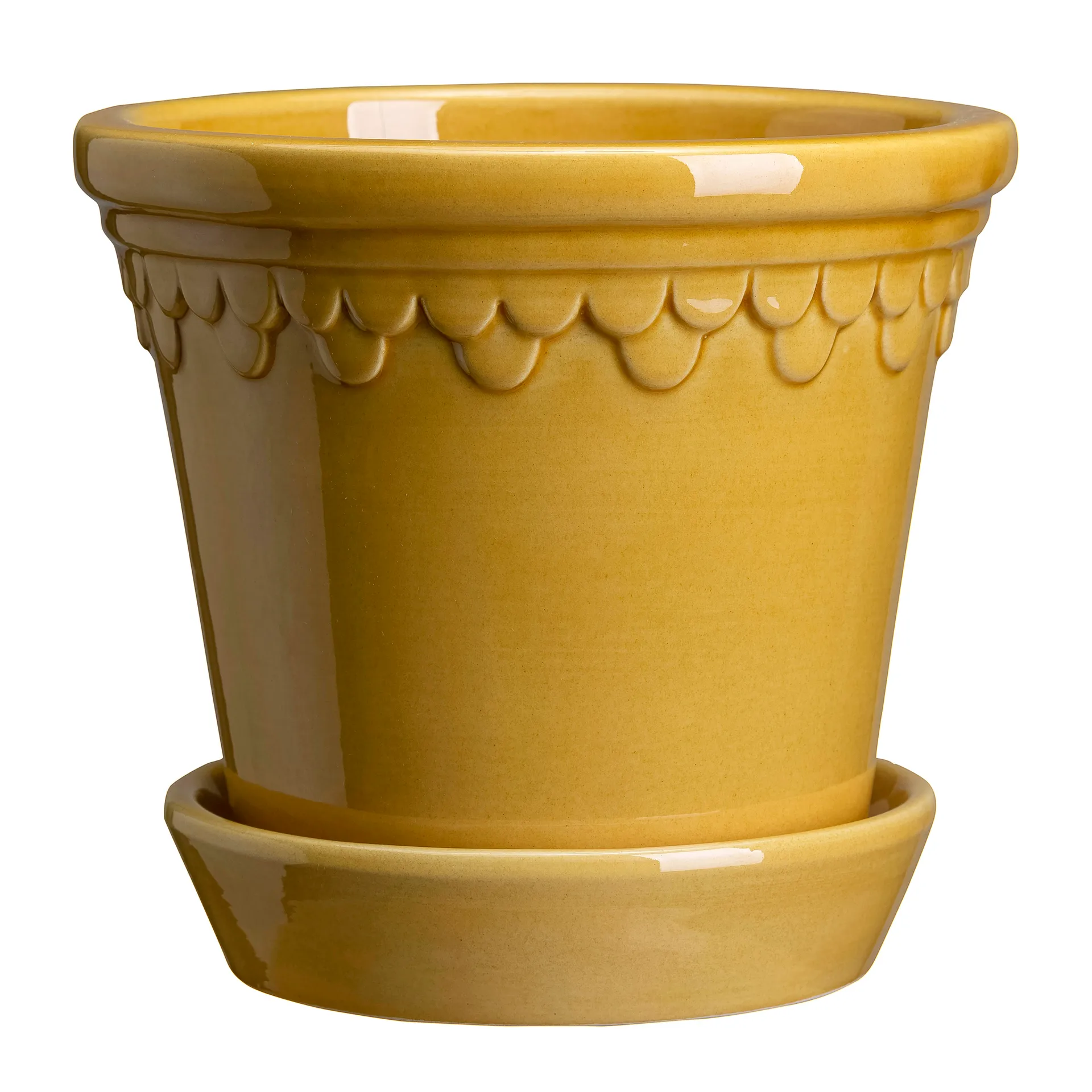 Københavner flower pot glazed Ø14 cm, yellow Bergs Potter
