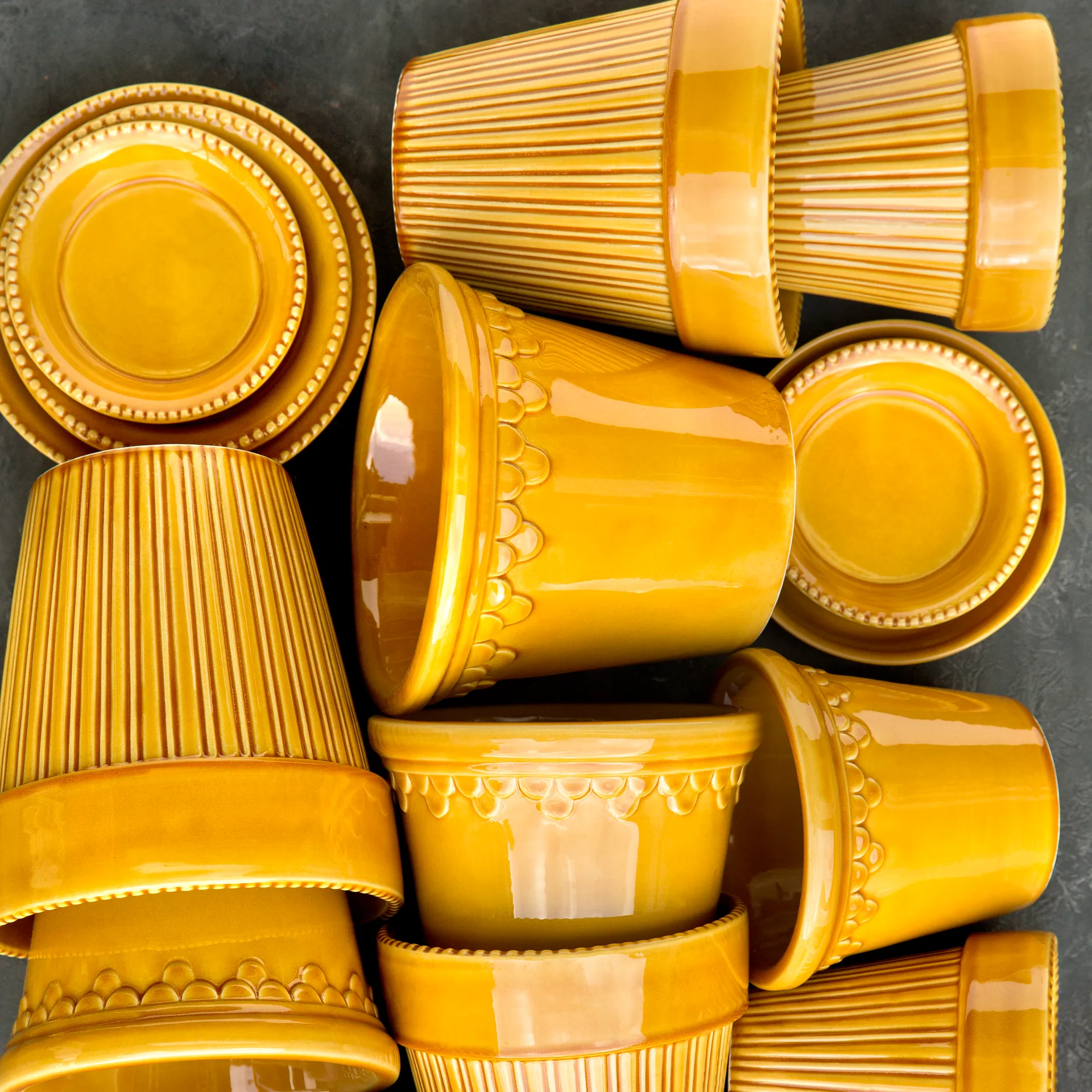 Københavner flower pot glazed Ø16 cm, Yellow Bergs Potter