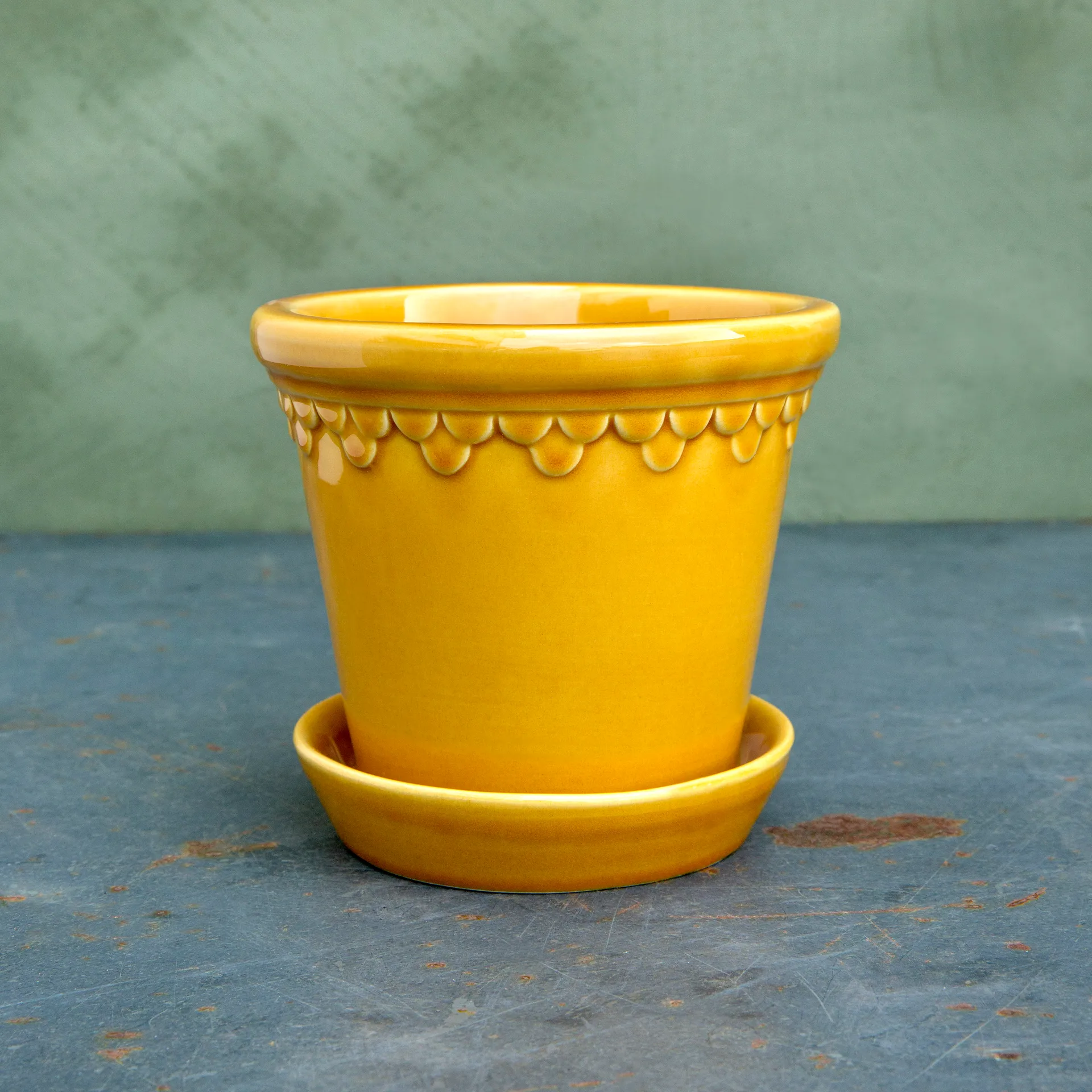 Københavner flower pot glazed Ø16 cm, Yellow Bergs Potter