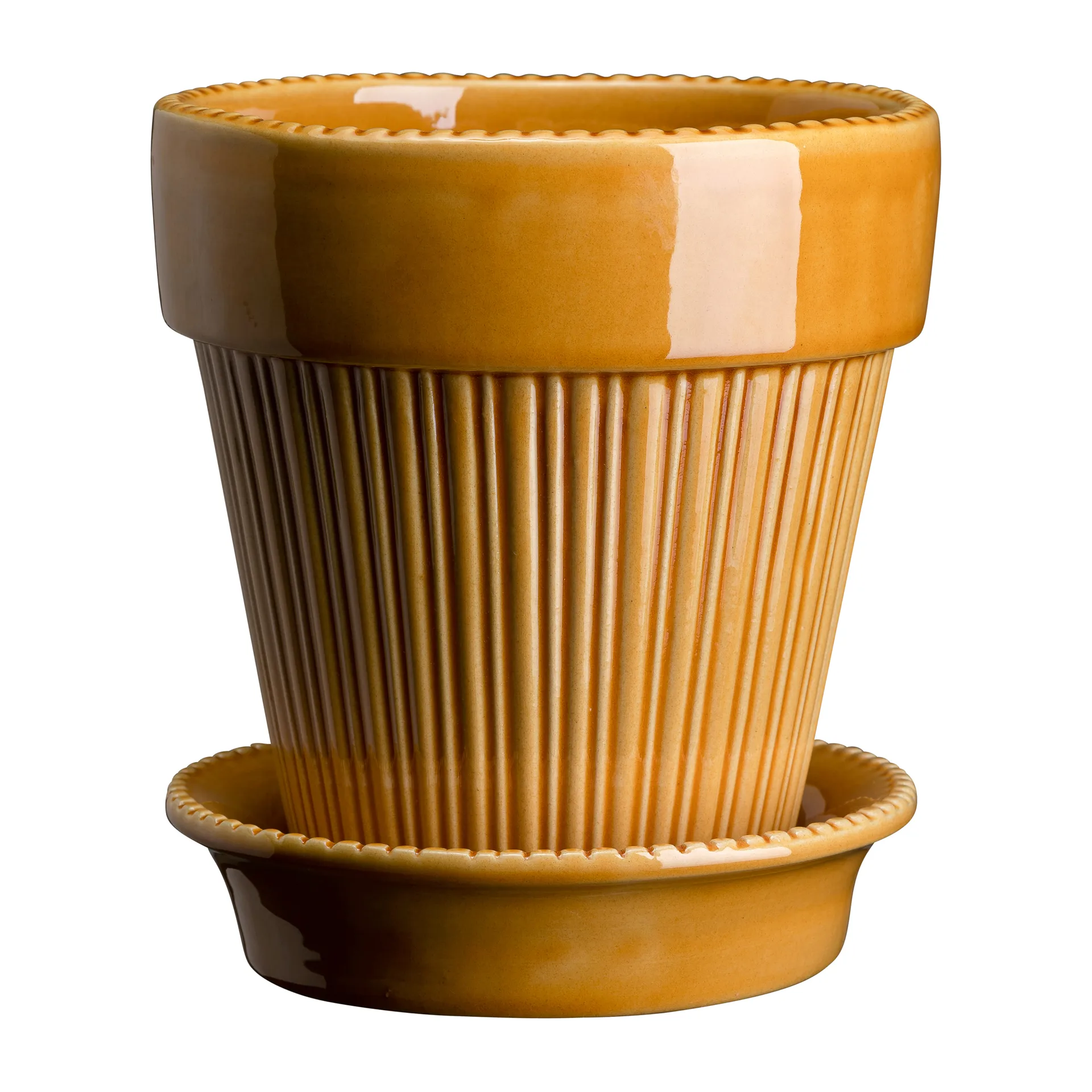 Simona flower pot glazed Ø12 cm, Yellow Bergs Potter