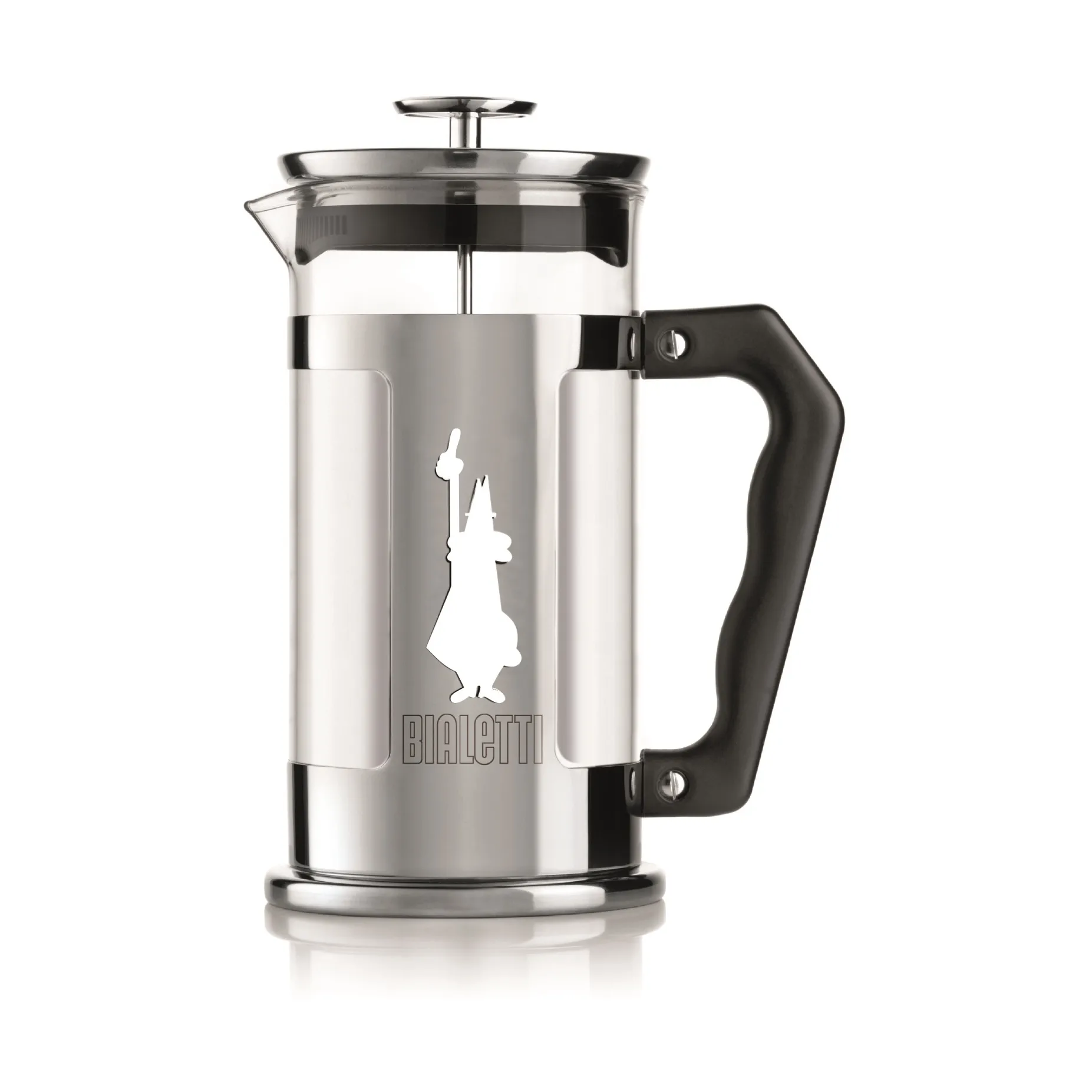 Preziosa coffee press 8 cups, Silver-black Bialetti