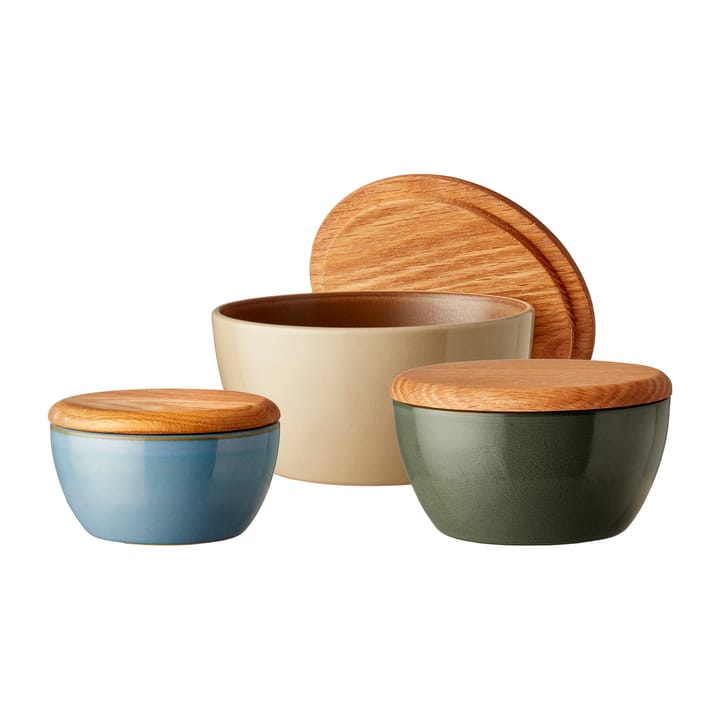 Bitz bowl set with lid, Multi-wood Bitz
