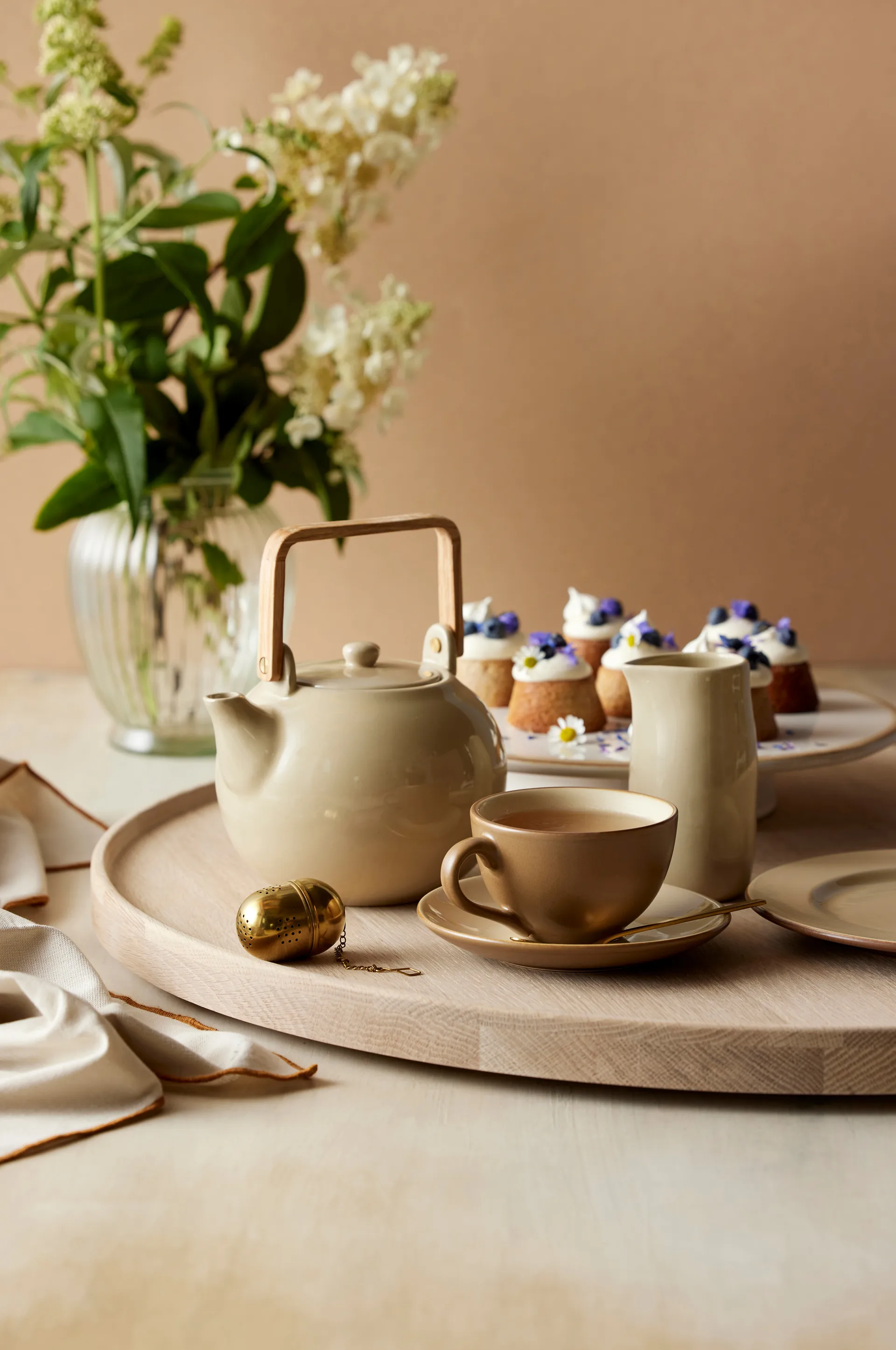 Bitz cup with saucer 24 cl matte, Wood-sand Bitz