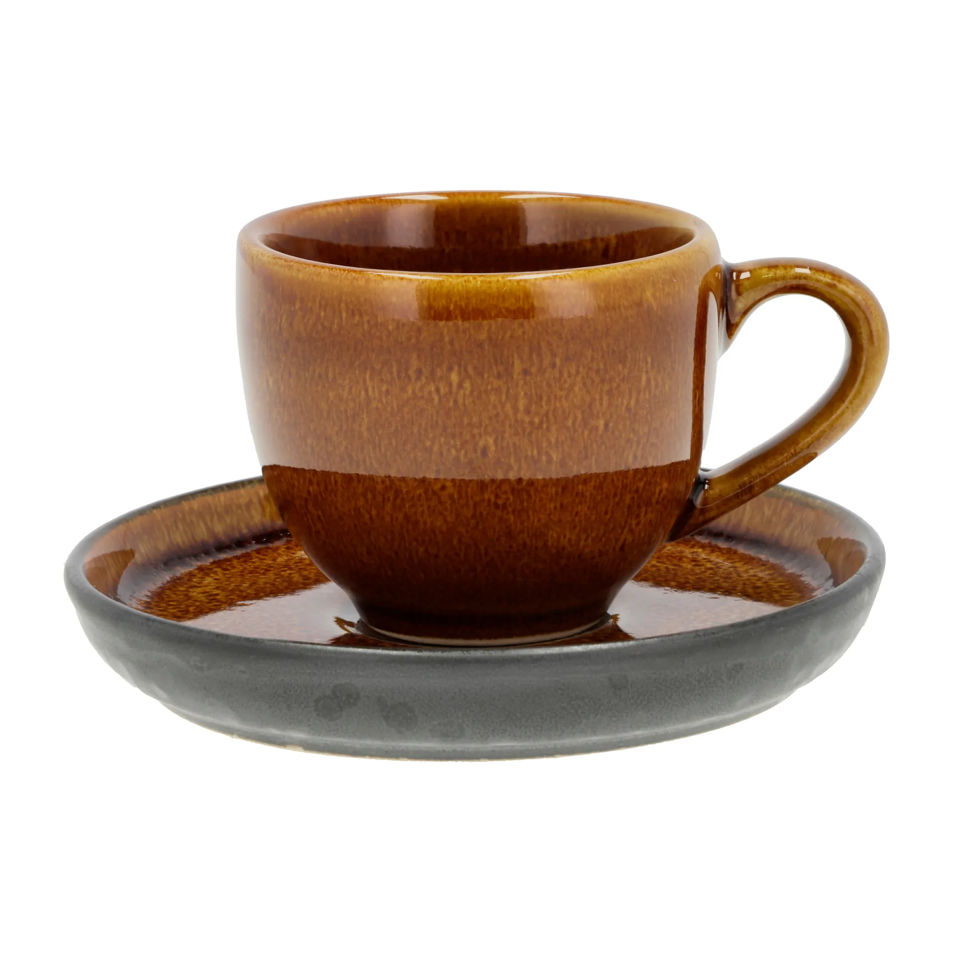 Bitz espresso cup with saucer 7 cl, Amber-black Bitz
