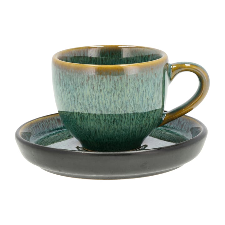 Bitz espresso cup with saucer 7 cl, Green-black Bitz