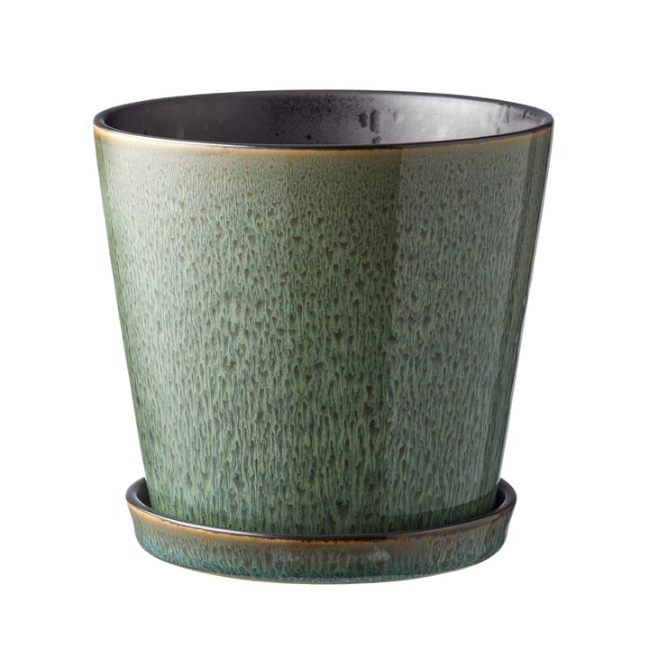 Bitz flower pot with saucer Ø14 cm - green-black - Bitz