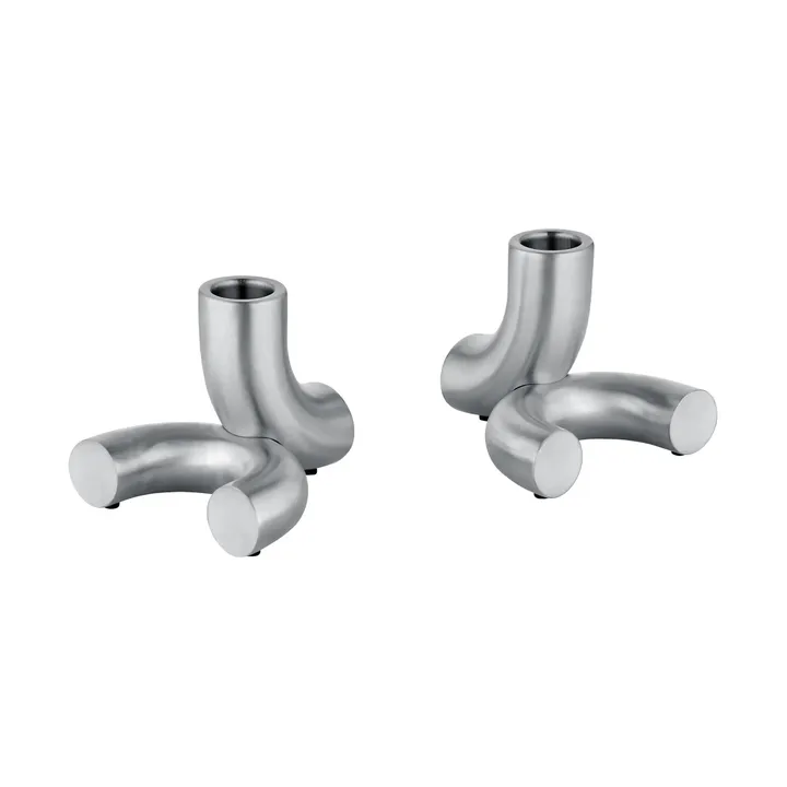 Doodle candle holder 2-pack - Matte stainless steel - blomus