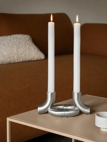 Doodle candle holder 2-pack - Matte stainless steel - blomus