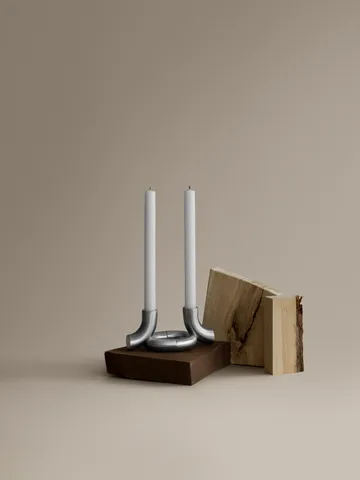 Doodle candle holder 2-pack - Matte stainless steel - blomus