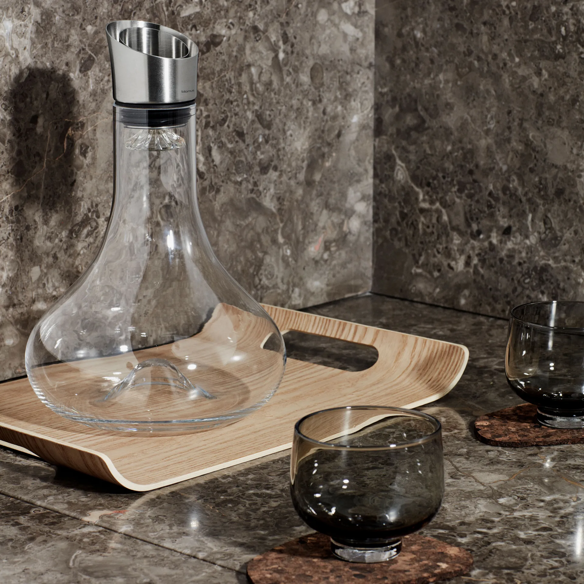 Flow tumbler glass 22 cl 2-pack, Smoke blomus