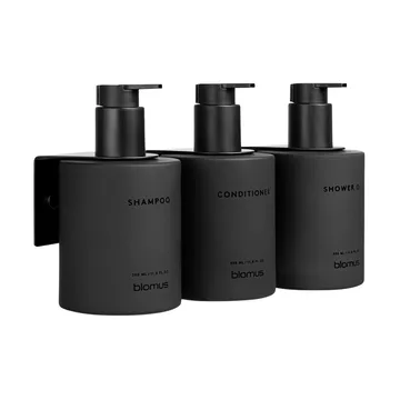 Kirei glass bottles incl. wall holder, 3-pack - Smoke, screw-mounted - blomus