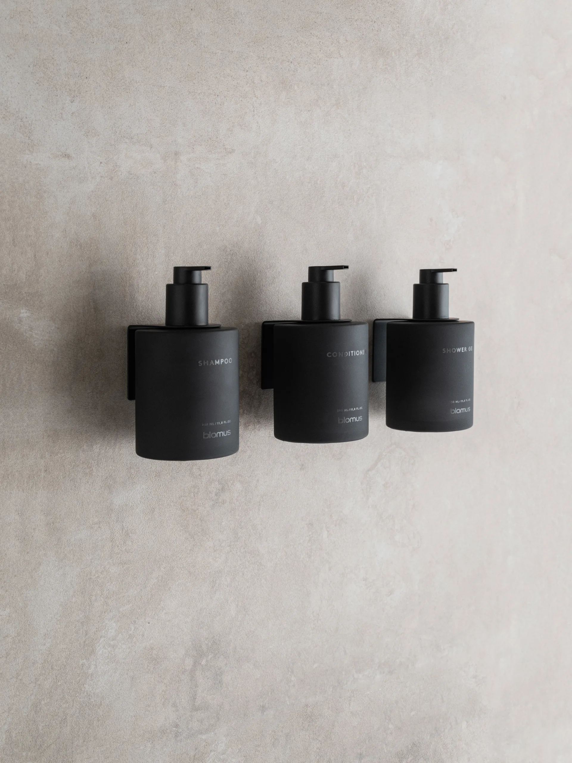 Kirei glass bottles incl. wall holder, 3-pack, Smoke, screw-mounted blomus