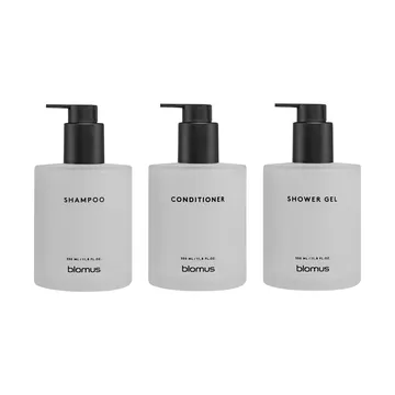 Kirei glass bottles incl. wall holder, 3-pack - White, glue-mounted - blomus
