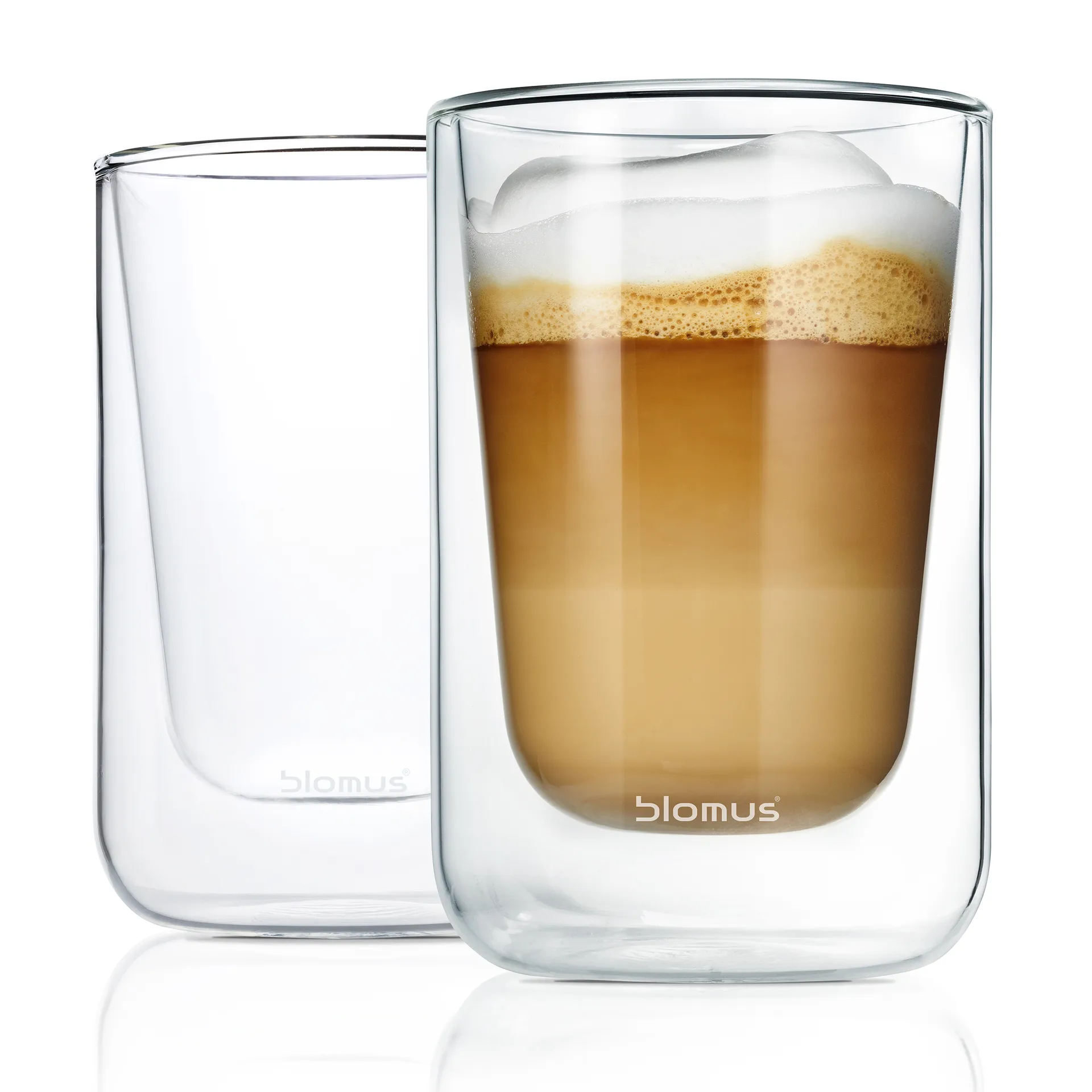 Nero insulating cappuccino glass 2-pack, Clear blomus