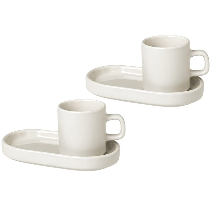 Pilar espresso cup with saucer 2-pack - Moonbeam - Blomus