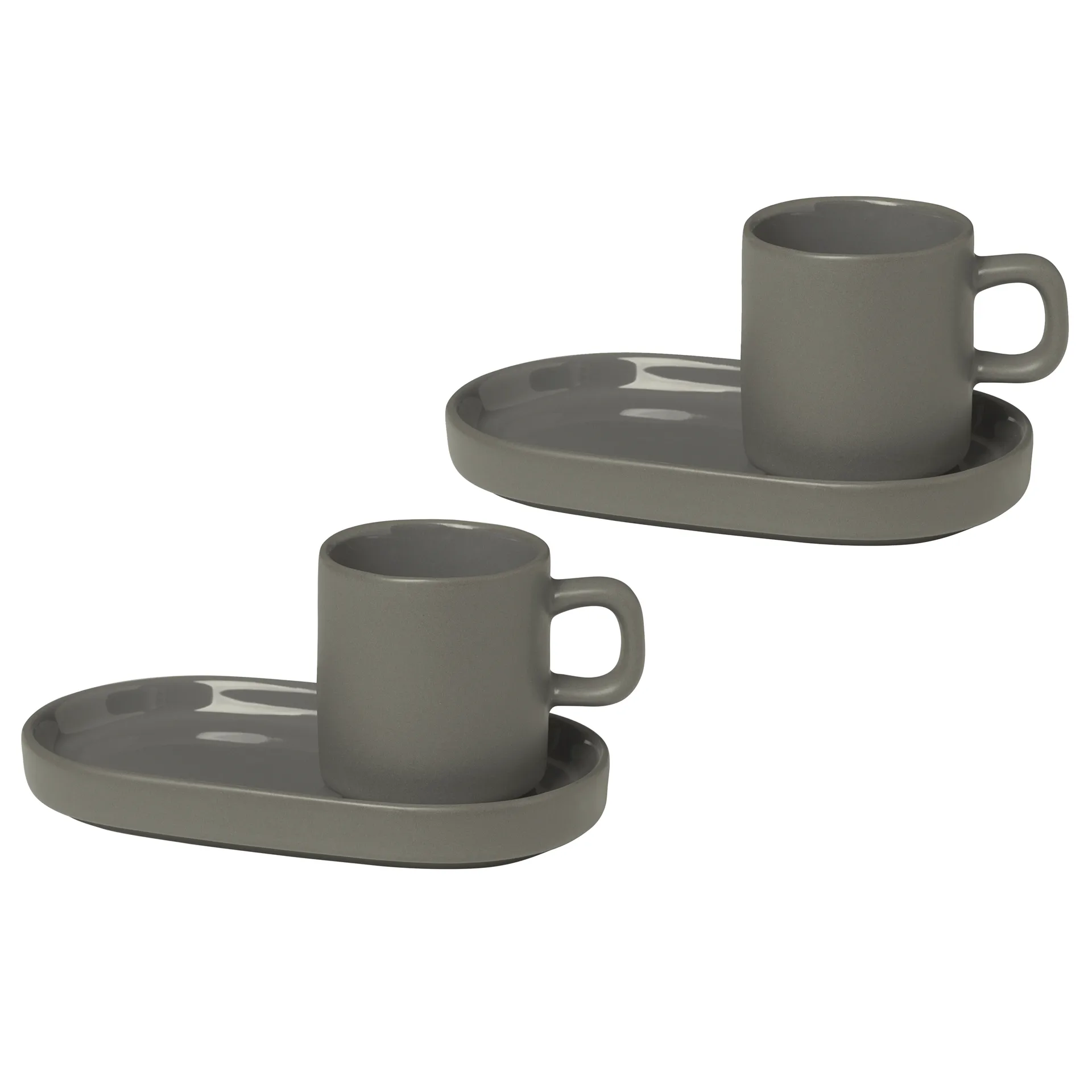 Pilar espresso cup with saucer 2-pack, Pewter blomus