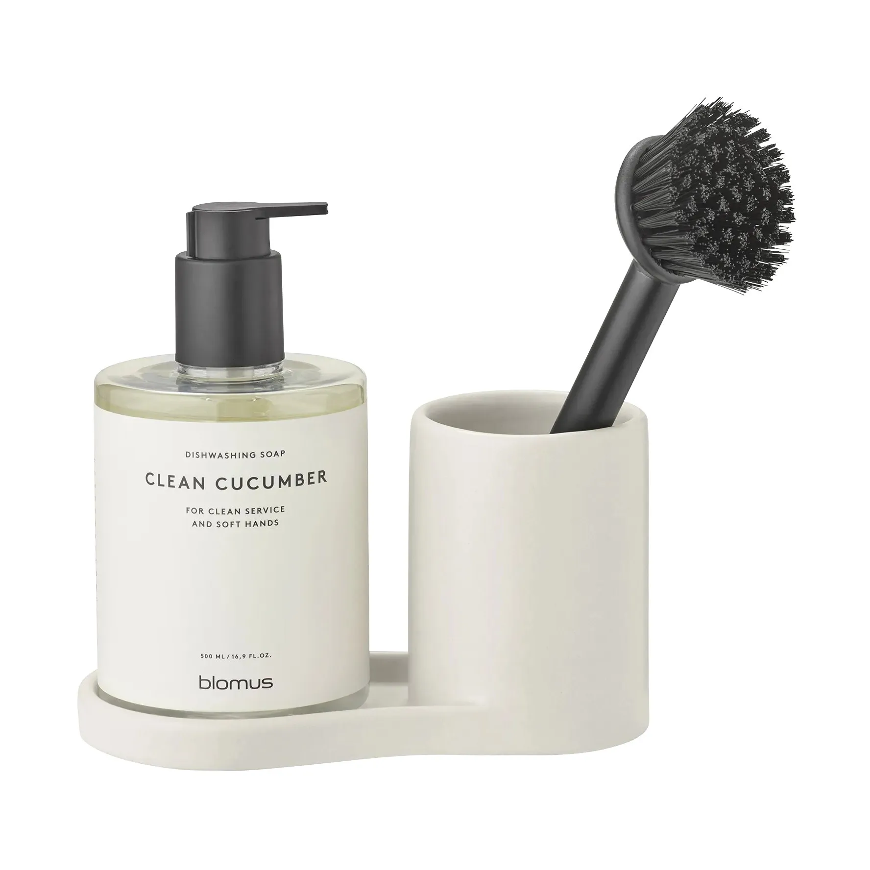Piro dish brush and soap holder, Moonbeam blomus