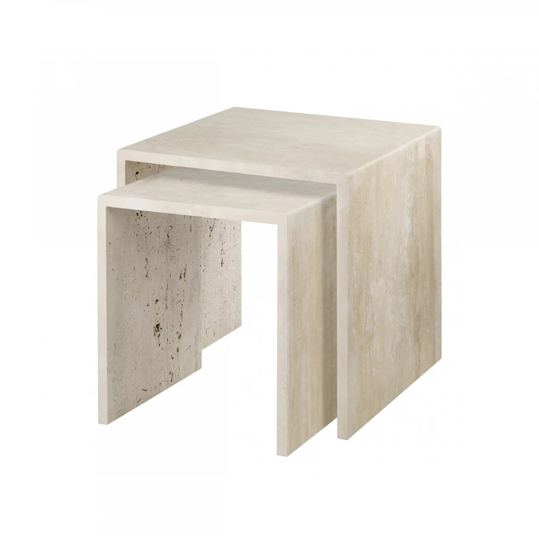 Varu side table 2 pieces, Travertine blomus