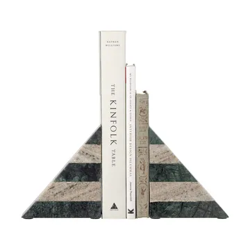 Abir book ends 2-pack - Green-white marble - Bloomingville