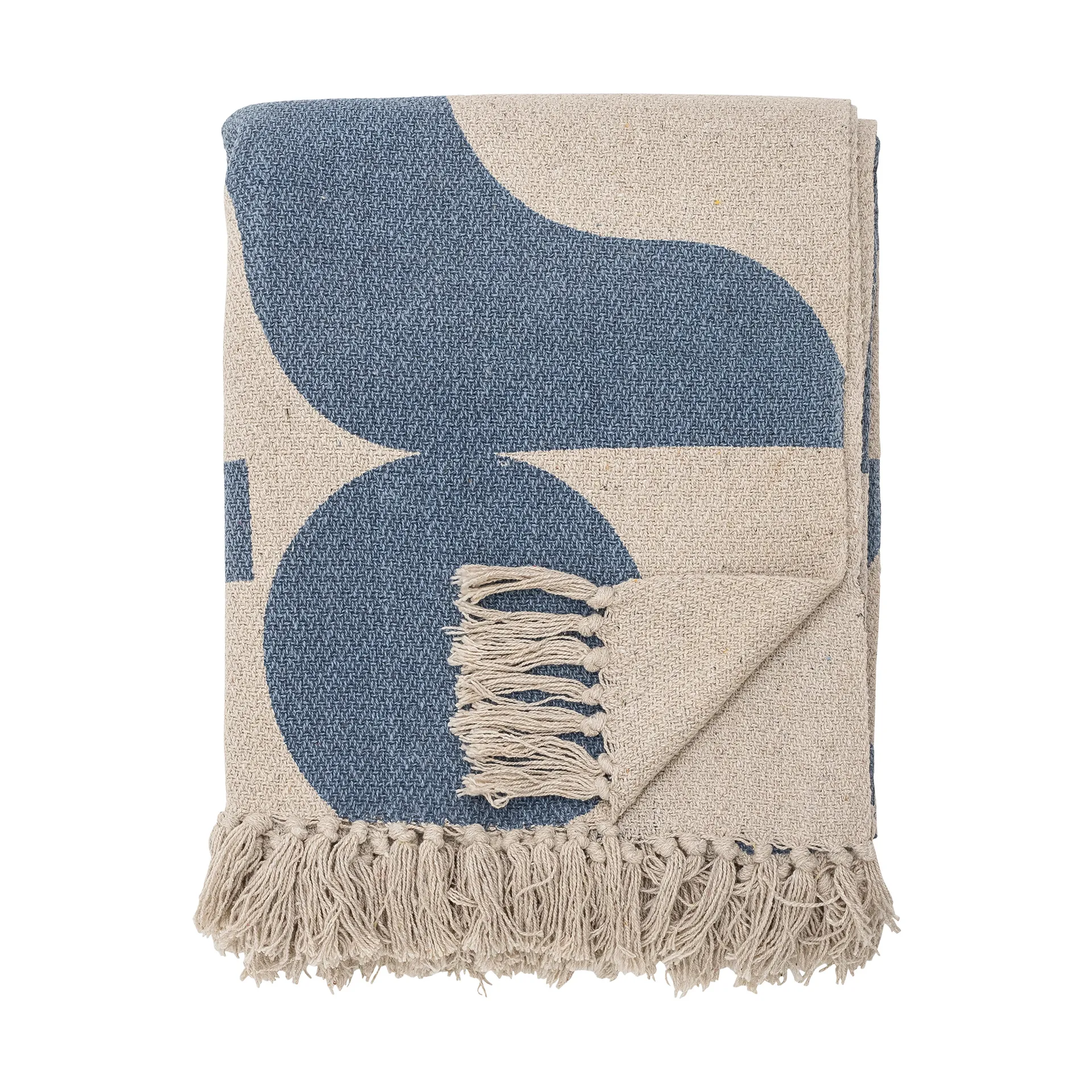 Agno cotton throw 130x160 cm, Beige-blue Bloomingville
