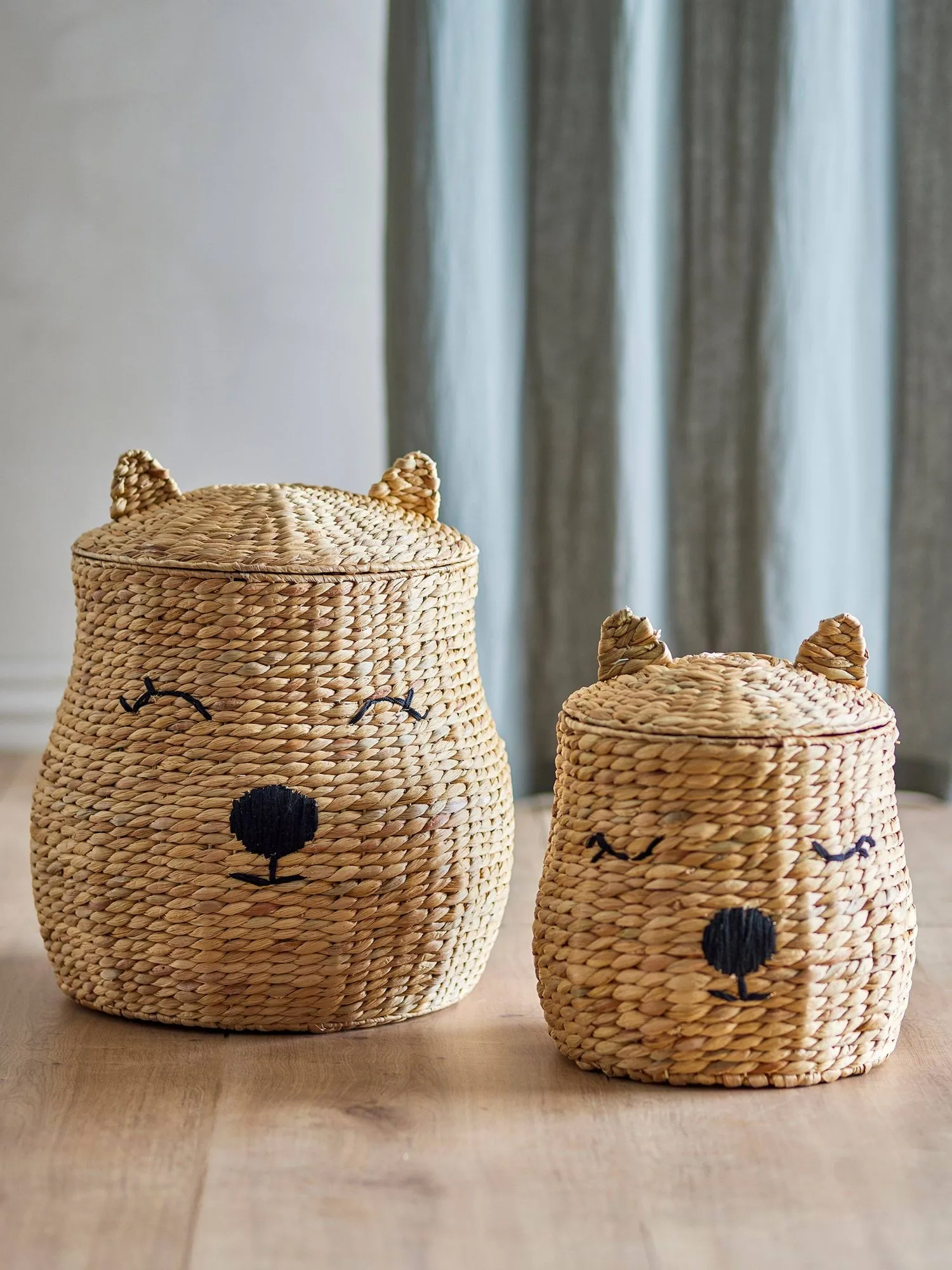 Berny basket with lid, Nature, 2 pieces Bloomingville