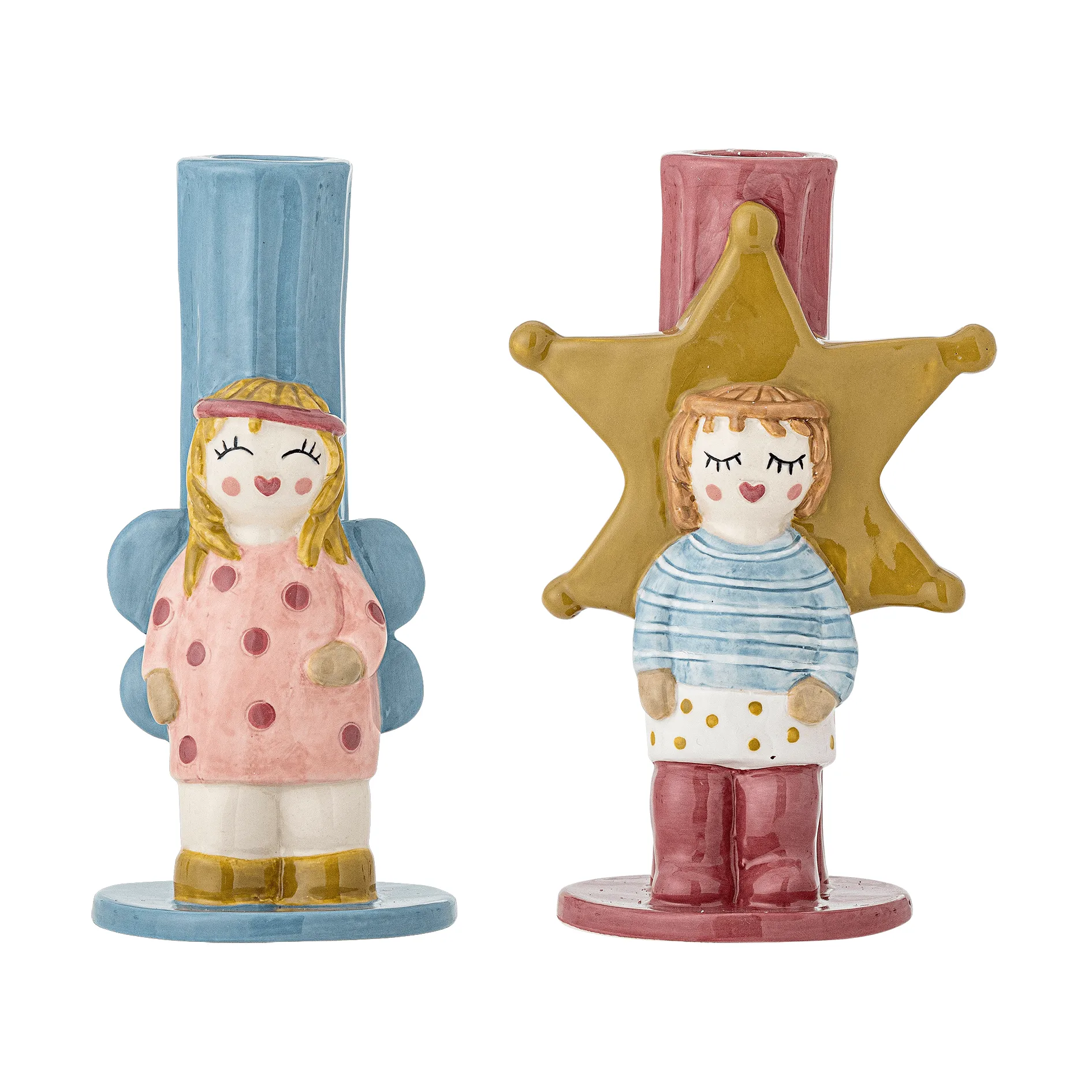 Bisby candlestick, Blue-pink, 2 pieces, 15 cm Bloomingville