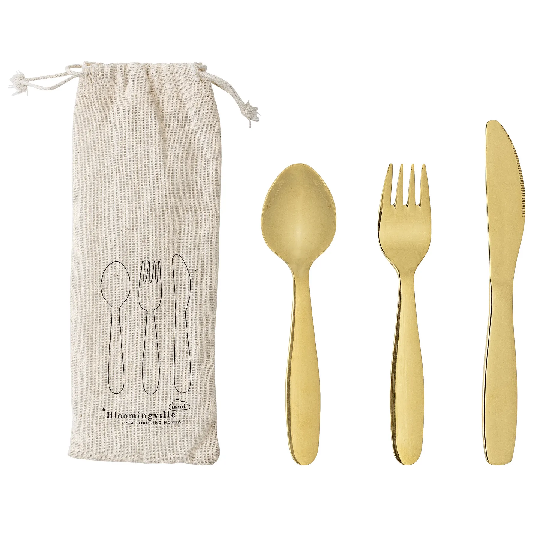 Bloomingville Mini children's cutlery 3 pieces, gold Bloomingville