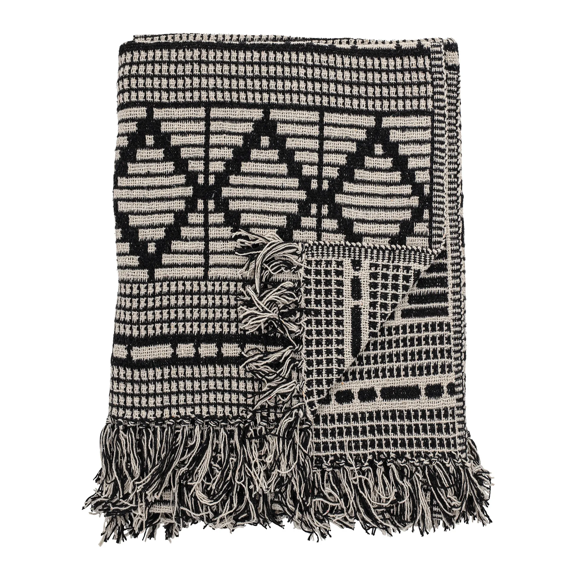 Bloomingville throw recycled cotton 130x160 cm, black Bloomingville