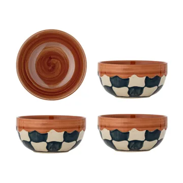 Check bowl 4-pack Ø14 cm - Blue - Bloomingville